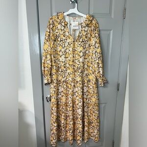 Mazik Mustard Vintage Floral maxi dress Small ( but Oversized )